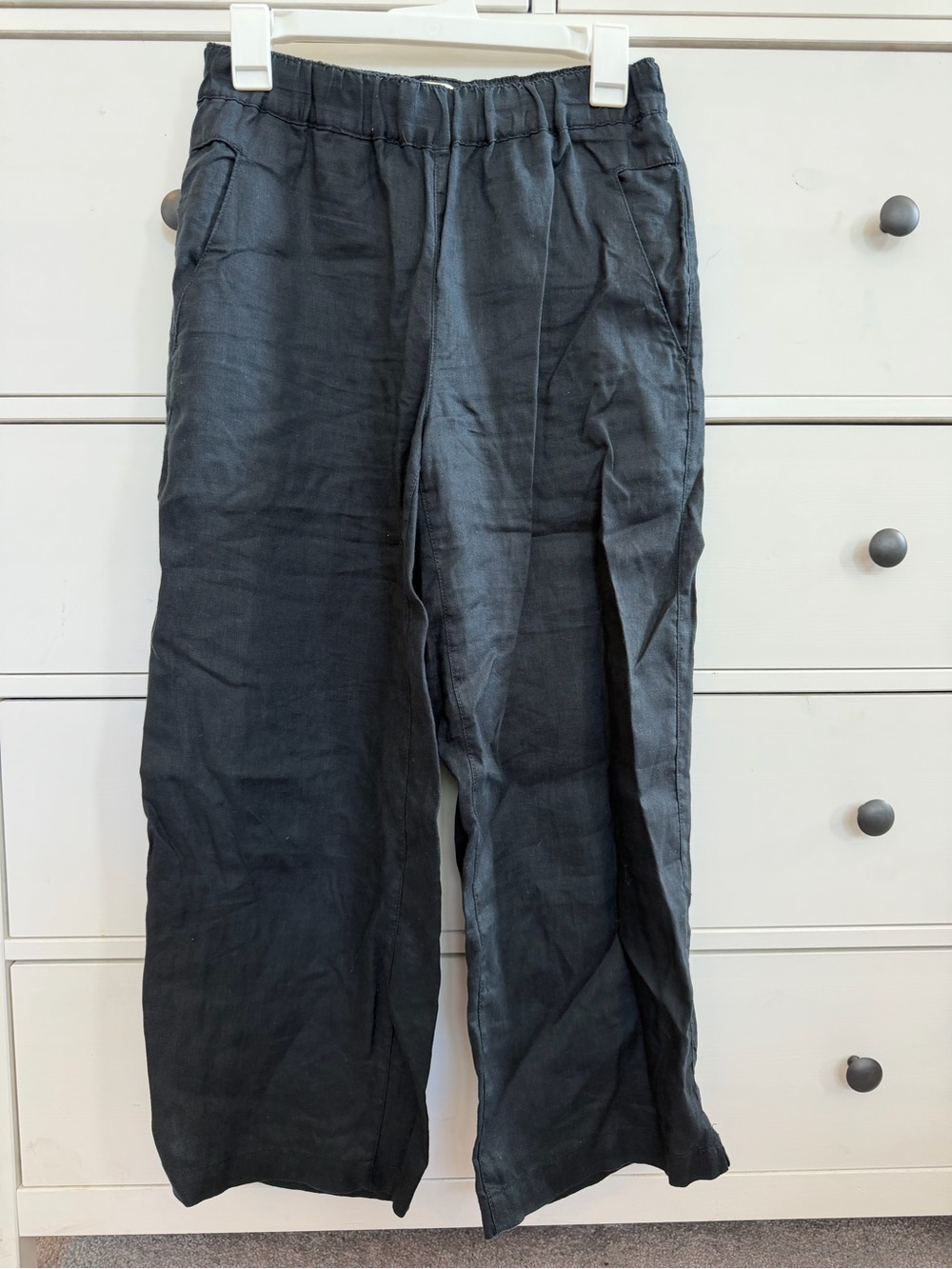 Wide leg crop 100% linen pants xs